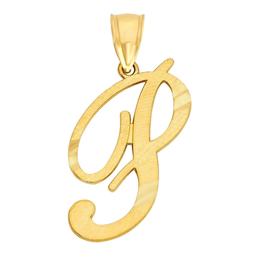 10k Real Solid Gold P Initial Pendant